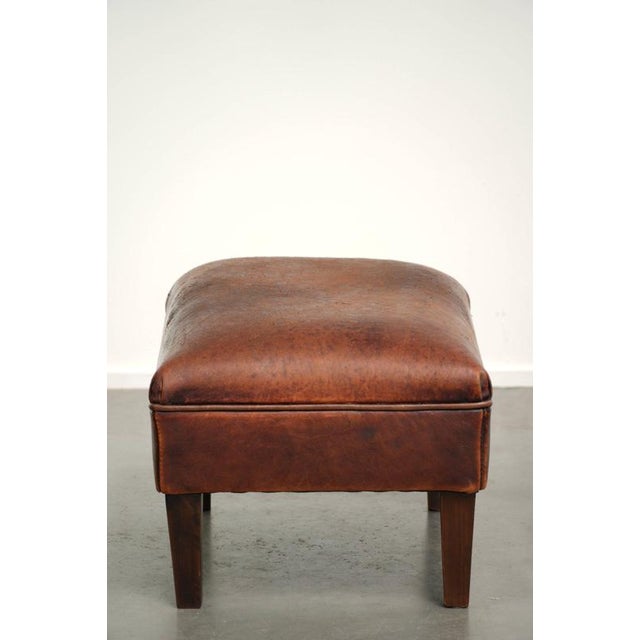 2000 - 2009 Vintage Brown Ottoman in Sheepskin Leather For Sale - Image 5 of 11