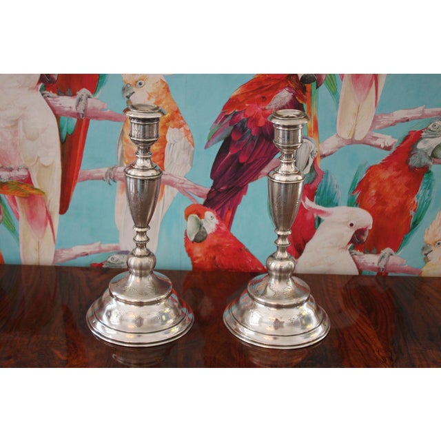 Antique Silver Candleholders, Set of 2 For Sale - Image 9 of 9