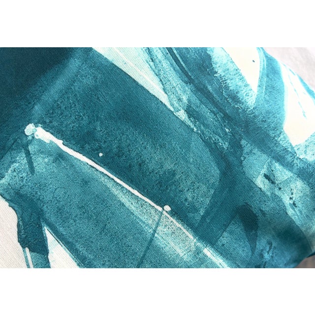 Contemporary Abstract Teal Blue Painting Pillow Cover For Sale In Miami - Image 6 of 8