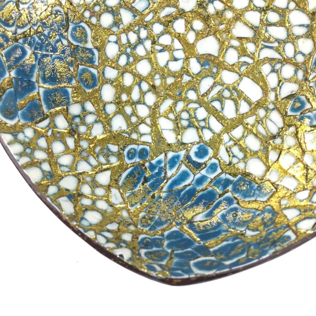 Artisan Painted Abstract Heart Shape Coconut Trinket Dish For Sale - Image 9 of 12