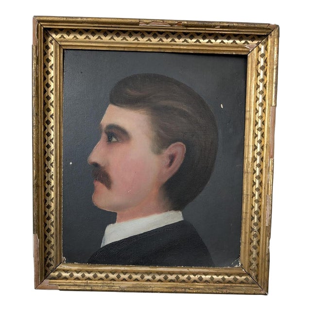 "Big Ear": 19th Century American Folk Painting of a Gentleman For Sale