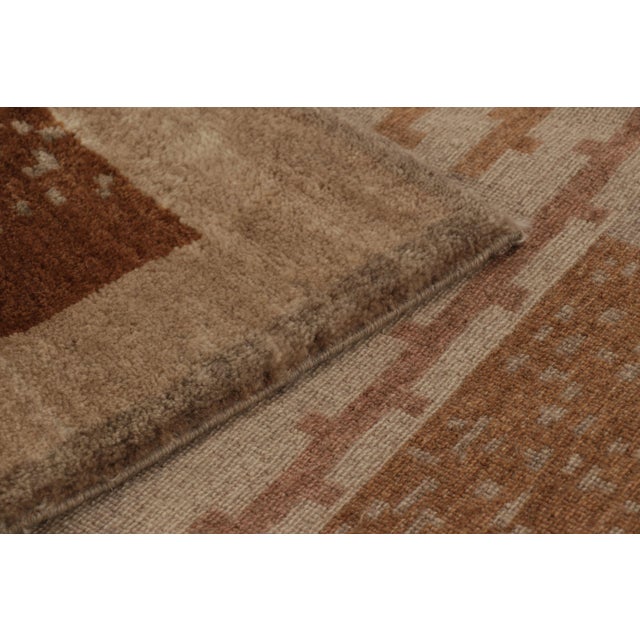Beige Rug & Kilim’s French Art Deco Style Rug in Beige-Brown With Geometric Patterns For Sale - Image 8 of 8