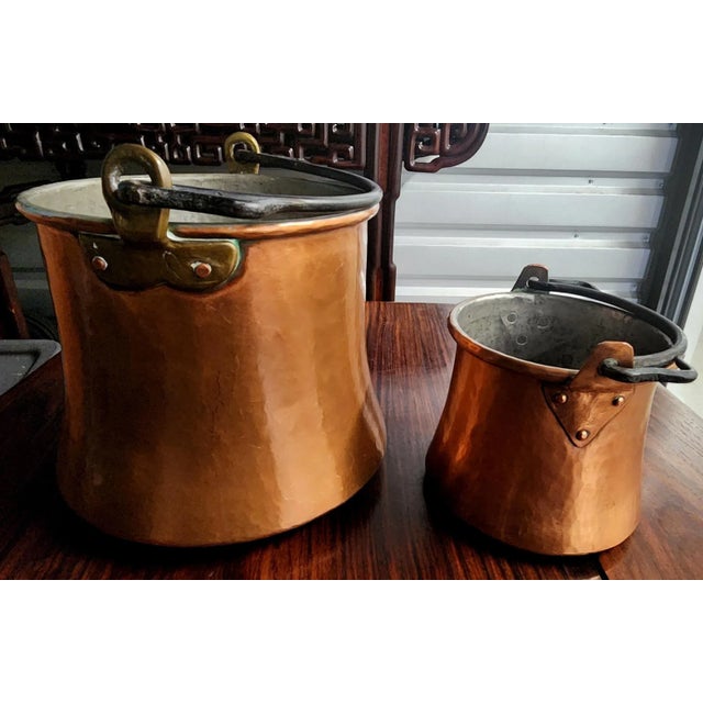 Beautiful Vintage Swiss Copper Pails With Iron Handles - Pair For Sale - Image 9 of 9