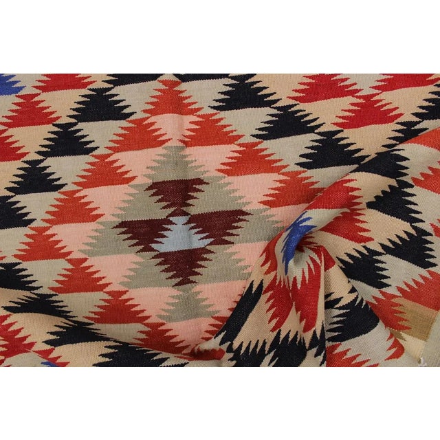 Geometric Kilim Hand-Woven Wool Rug -4'7" X 6'5" For Sale In New York - Image 6 of 8