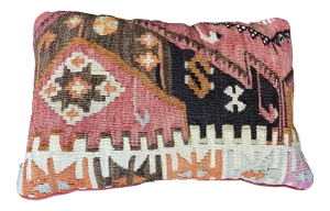 Vintage Turkish Kilim Rug Pillow - 10x17