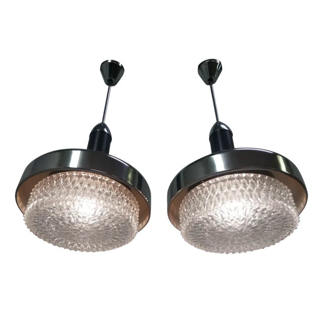 Metal Chandeliers from Napako, 1970s, Set of 2 For Sale