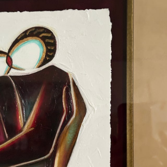 Aaron Reed Signed 2014 Figurative Artwork of Embracing Couple, Framed 36" X 21" For Sale - Image 4 of 11