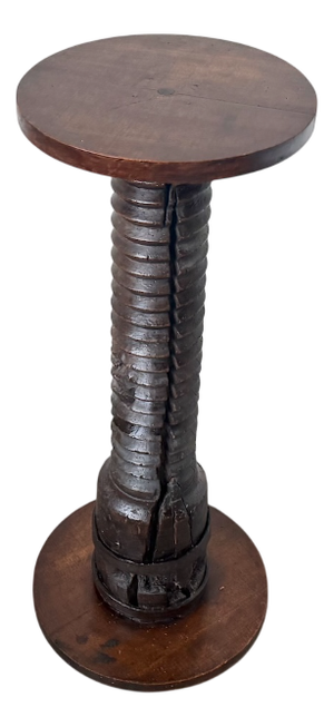 Oak Press Screw Stand with Metal Base, 19th Century