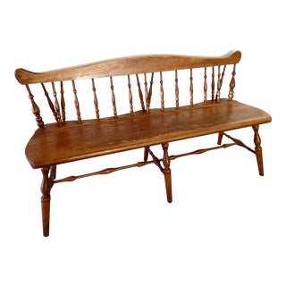1950s Vintage Twisted Spindle Armless Deacon’s Bench For Sale