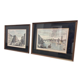 Etchings of 19th Century Italian Colored Prints, a Pair For Sale