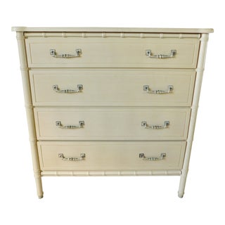 Vintage C1970s Faux Bamboo Wood Highboy Dresser For Sale
