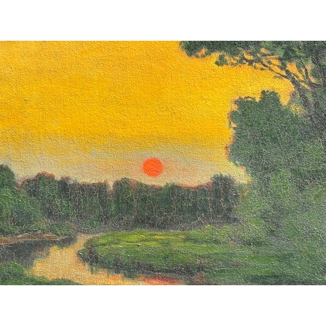 Early 20th C. American Luminist Original Oil on Canvas - Artist Signed, Original Frame For Sale - Image 9 of 11