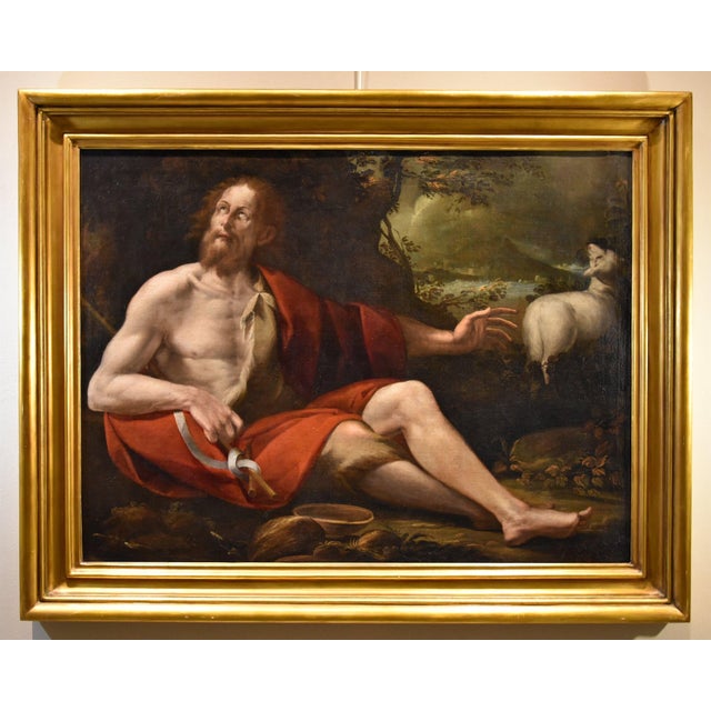 Tomaso Pombioli, Saint John the Baptist, 1620, Oil on Canvas, Framed For Sale - Image 13 of 13