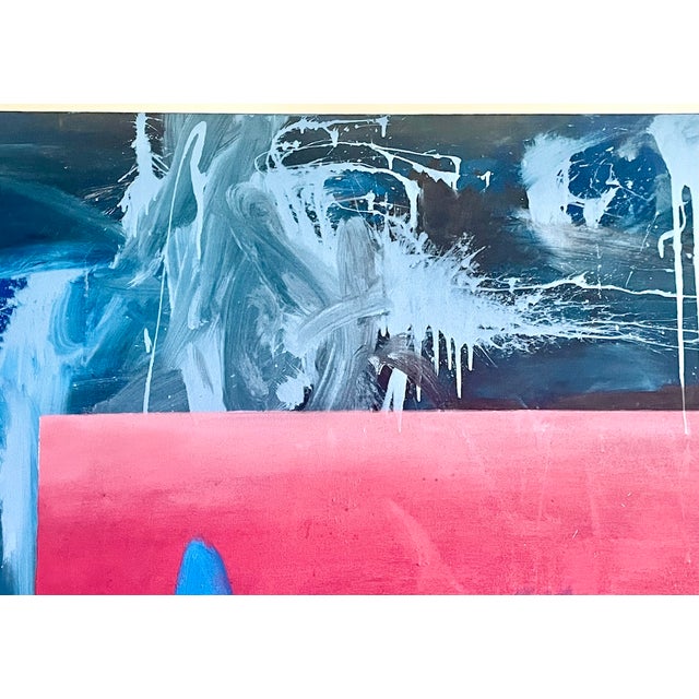 Vintage Large Signed "Engulfed Ocean Sunset" Abstract Painting For Sale In Atlanta - Image 6 of 8