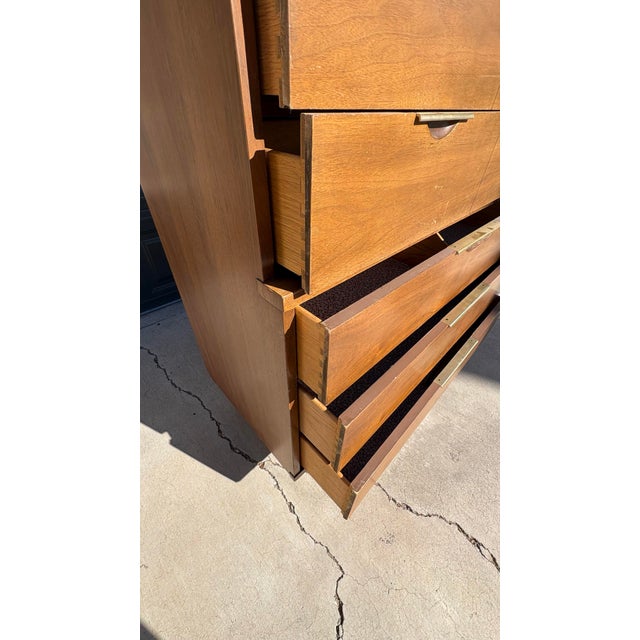 1960s Kent Coffey Tableau Mid-Century Modern Walnut Highboy Dresser For Sale - Image 11 of 12
