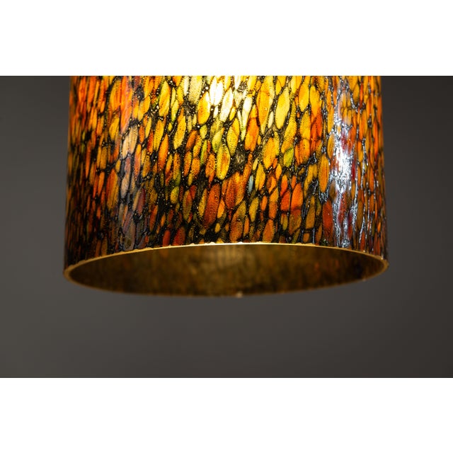 Metal Pendant with Brass Details and Multicolor Glass from Peill & Putzler, 1970s For Sale - Image 7 of 11