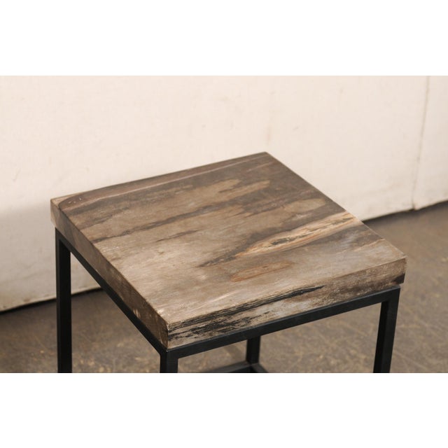 Petrified Wood & Iron Side Tables - A Pair For Sale In Atlanta - Image 6 of 10