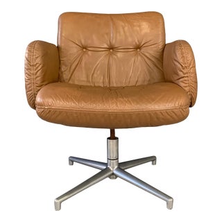 Harvey Probber Leather and Aluminum Executive Chair For Sale