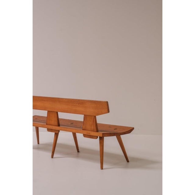 Brown Pine Bench by Jacob Kielland Brandt for I. Christiansen, Denmark, 1960s For Sale - Image 8 of 14