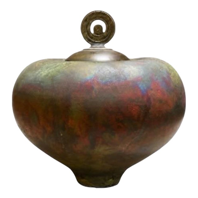 Signed Tamerlane Burnell Monumental Raku Lidded Vessel For Sale