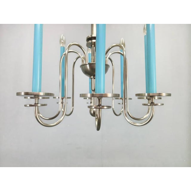 Art Deco Chandelier with Matching Sconces, Czechoslovakia, 1930s, Set of 3 For Sale - Image 12 of 18
