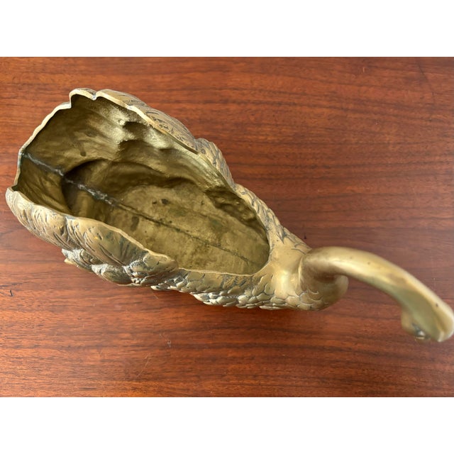 Mid-Century Hollywood Regency Solid Brass Swan Planter For Sale - Image 11 of 12