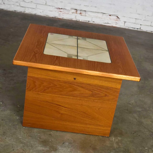 Mid 20th Century MCM Scandinavian Modern Side or End Table Teak With Tile Insert by Gangso Mobler For Sale - Image 5 of 13