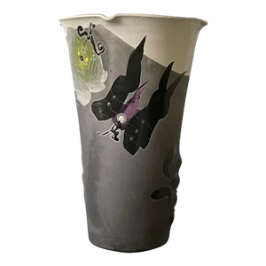 1980s Jamie Davis Studio Art Pottery 1980s Postmodern Raku Ceramic Vase