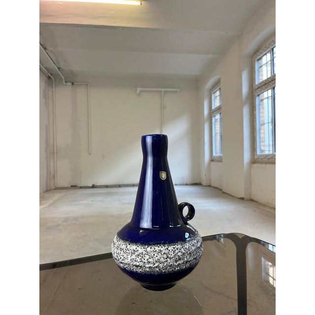 Royal Blue Fat Lava Model 408-30 Vase from Fohr Keramik For Sale - Image 6 of 11