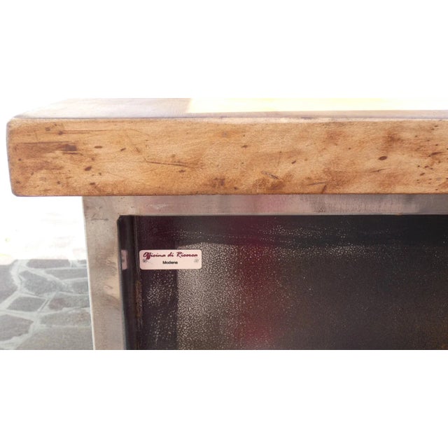 Industrial Island Counter in Steel and Walnut, 1970s For Sale - Image 9 of 13