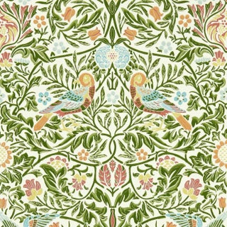 Morris & Co Bird Wallpaper in Boughs Green For Sale