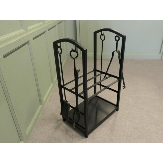 Metal Swedish Postmodern Ironwork Log Tidy and Tools, 1960, Set of 5 For Sale - Image 7 of 8