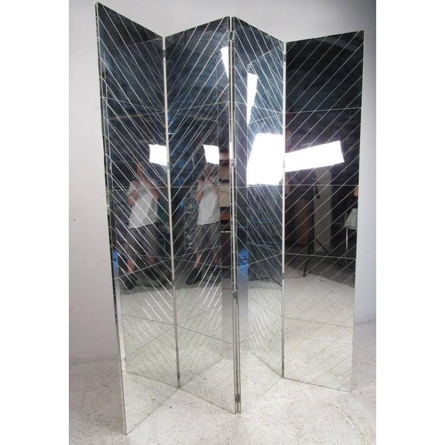 Tall Vintage Modern Mirrored Room Divider Chairish