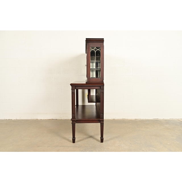 Charles Rohlfs Antique Arts & Crafts Carved Mahogany Sideboard or Bar Cabinet With Leaded Glass Doors, Circa 1900 For Sale - Image 12 of 15