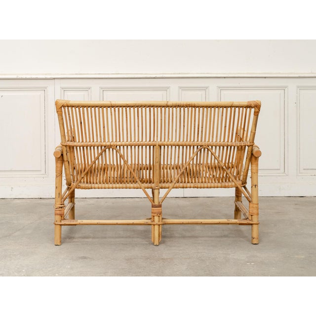 Vintage Bamboo and Rattan Bench, 1970s For Sale - Image 13 of 15