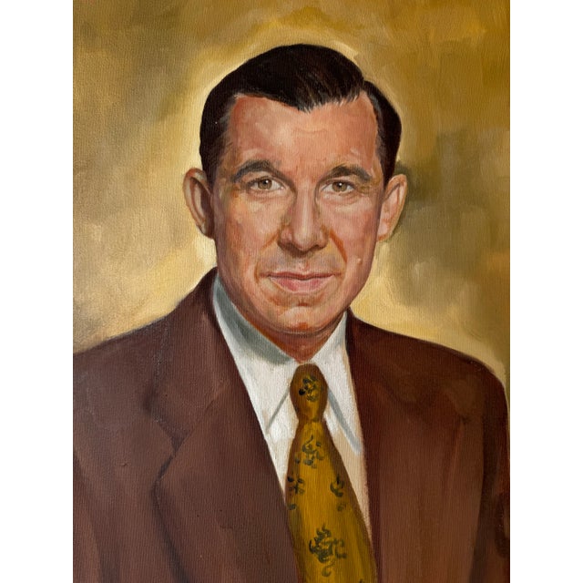 1940"s Harglo Rosse Oil on Canvas Portrait Painting of a Gentleman Man For Sale - Image 9 of 12
