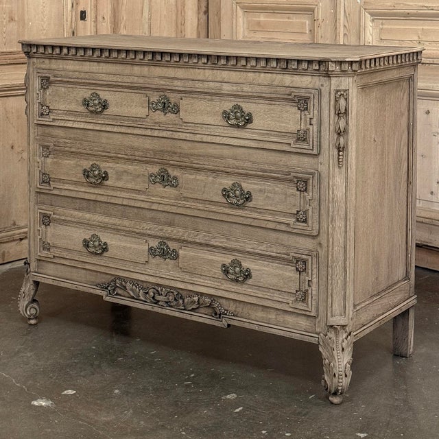 French 18th Century French Louis XVI Commode ~ Chest of Drawers in Stripped Oak For Sale - Image 3 of 18