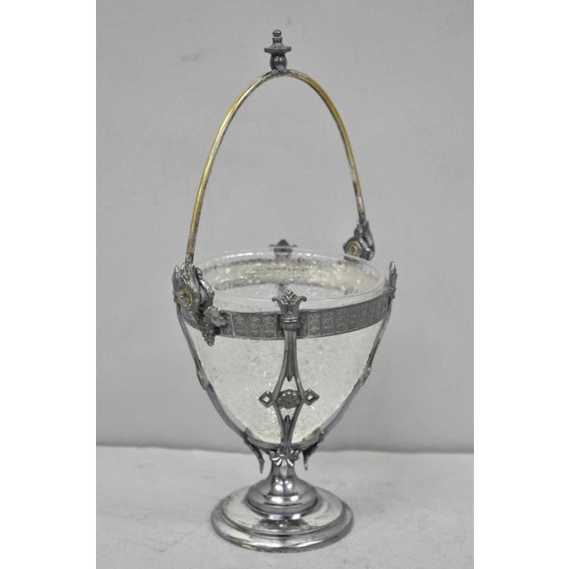 Antique Simpson Hall Miller Art Nouveau Silver Plated Sugar Bowl W Glass Insert For Sale - Image 17 of 17
