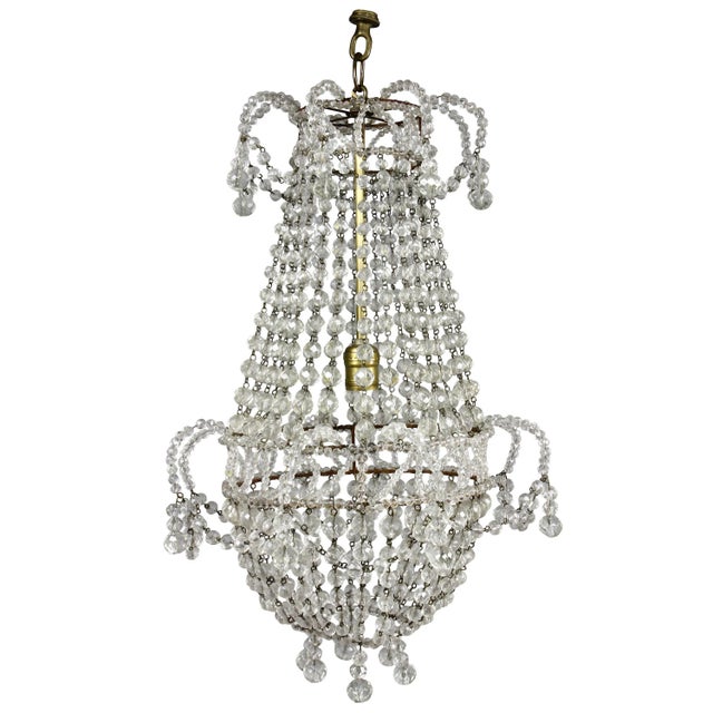 Hollywood Regency Crystal Chandelier For Sale - Image 9 of 9