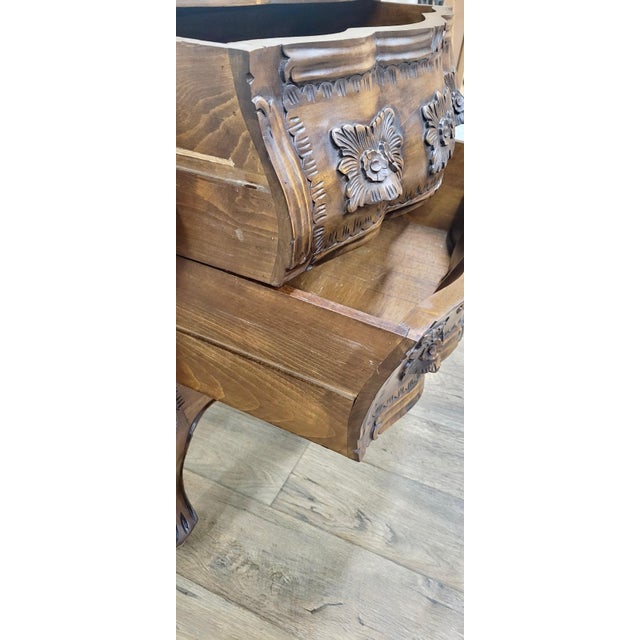 Late 19th Century Antique Louis XV Style Walnut Bombe Carved Chest or Commode For Sale - Image 5 of 10