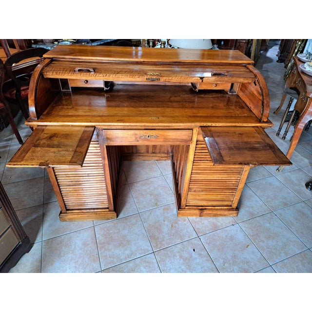 Italian Roller Desk in Walnut For Sale - Image 5 of 10