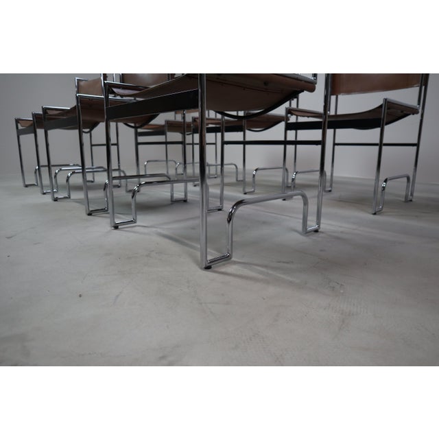 Modernist Chrome and Leather Dining Chairs, 1970s, Set of 6 For Sale - Image 18 of 18