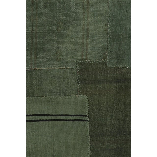 Traditional Vintage Turkish Patchwork Rug With Green Tones and Linear Accents - Rug & Kilim For Sale - Image 3 of 10