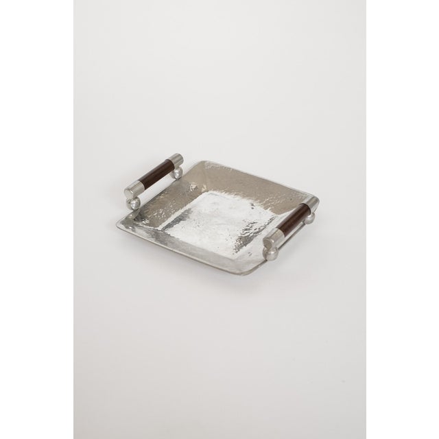 Hammered Pewter Tray with Wooden Handles from Schohaus, 1970s For Sale - Image 10 of 10