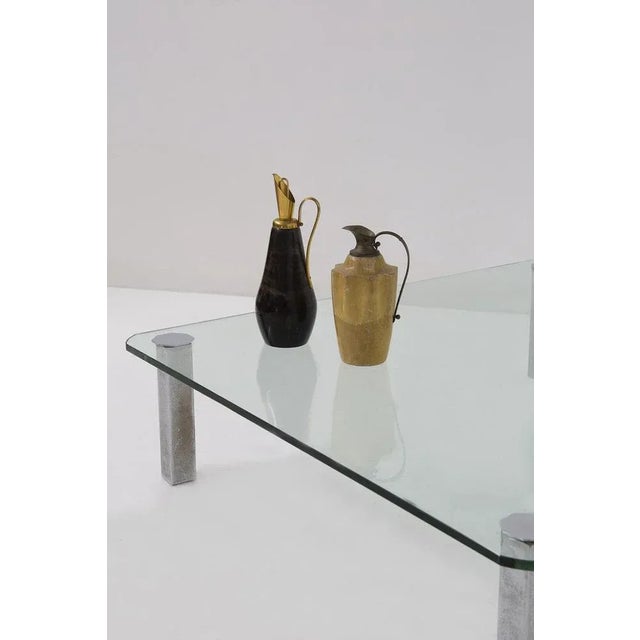 Vintage Italian Glass Coffee Table with Metal Feet, 1970s For Sale - Image 6 of 9