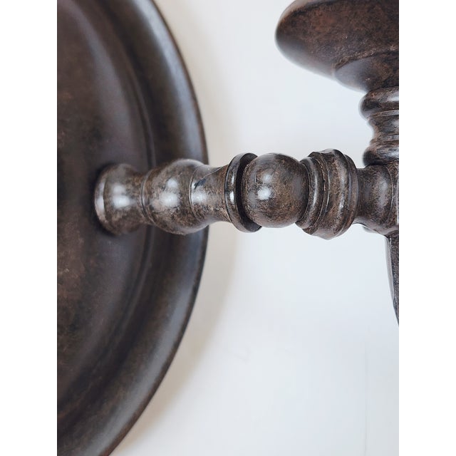 Vintage Bordeaux Bronze Rust Finish Wall Sconces - Set of 3 For Sale - Image 11 of 15