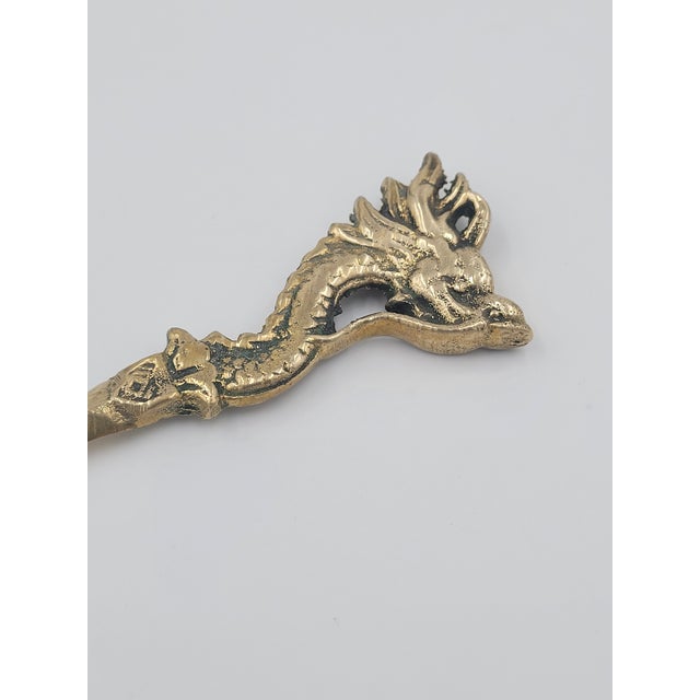 Chinoiserie Mid 20th Century Solid Brass Dragon Letter Opener For Sale - Image 3 of 11