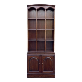 1970s Ethan Allen Georgian Court American Traditional Solid Cherry 2 Piece Bookcase Wall Unit (B) For Sale