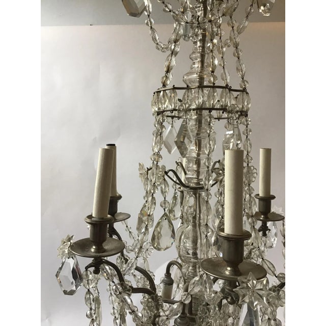 1940s French 6-Arm Crystal Chandelier For Sale - Image 11 of 13