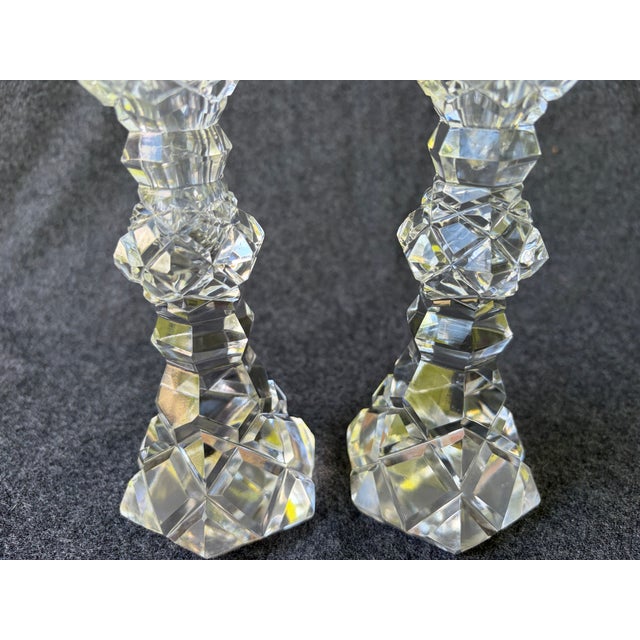 Hollywood Regency Vintage Cut Crystal Salt & Pepper Pedestal Shakers a Pair For Sale - Image 3 of 16